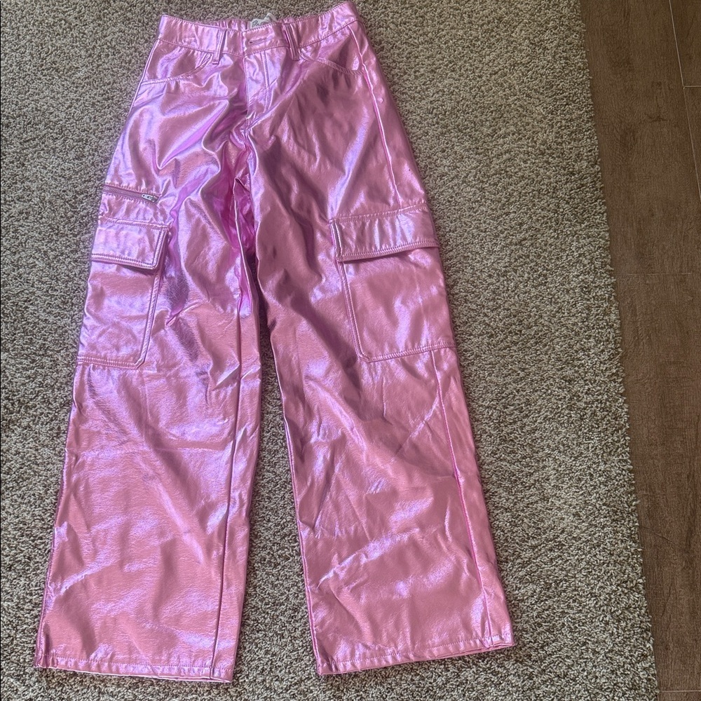 Metallic Pink Cargo Pants